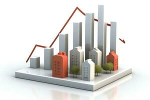 AI generated Real estate market price chart with a cityscape photo