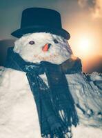 Big cute snowman portrait photo