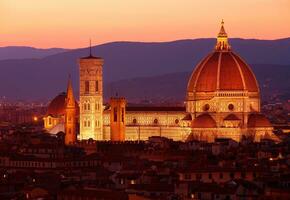 Cathedral Saint Mary of the Flower at night photo