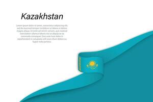 Wave flag of Kazakhstan with copyspace background vector