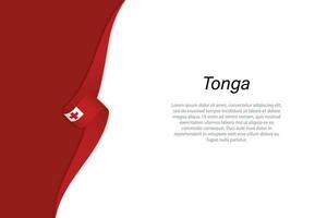 Wave flag of Tonga with copyspace background vector