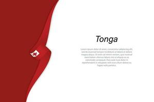 Wave flag of Tonga with copyspace background vector