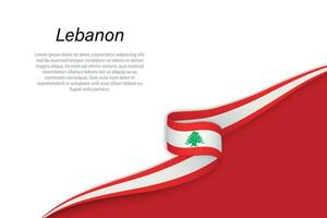 Wave flag of Lebanon with copyspace background vector