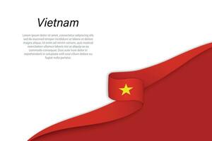 Wave flag of Vietnam with copyspace background vector