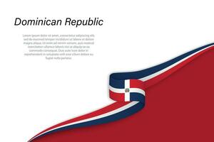 Wave flag of Dominican Republic with copyspace background vector