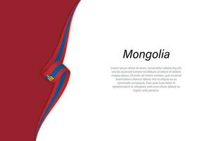 Wave flag of Mongolia with copyspace background vector