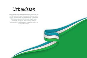 Wave flag of Uzbekistan with copyspace background vector