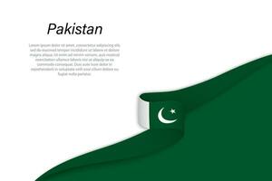 Wave flag of Pakistan with copyspace background vector