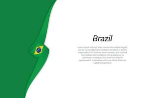 Wave flag of Brazil with copyspace background. vector