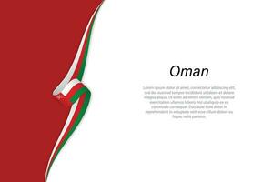 Wave flag of Oman with copyspace background vector