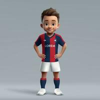 3d dibujos animados linda joven fútbol jugador en fútbol americano uniforme vector