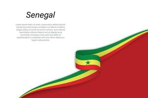 Wave flag of Senegal with copyspace background vector