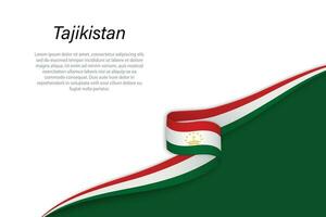 Wave flag of Tajikistan with copyspace background vector