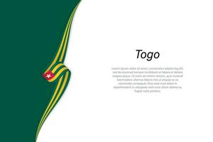 Wave flag of Togo with copyspace background vector