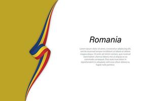 Wave flag of Romania with copyspace background. vector