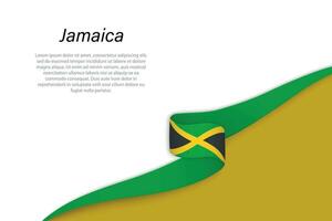 Wave flag of Jamaica with copyspace background vector