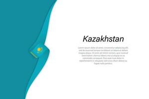 Wave flag of Kazakhstan with copyspace background. vector