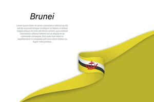 Wave flag of Brunei with copyspace background vector