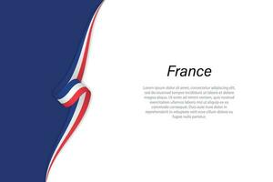 Wave flag of France with copyspace background. vector