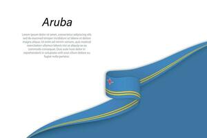 Wave flag of Aruba with copyspace background vector