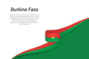 Wave flag of Burkina Faso with copyspace background vector