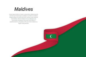 Wave flag of Maldives with copyspace background vector