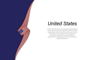 Wave flag of United States with copyspace background. vector