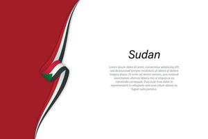 Wave flag of Sudan with copyspace background vector