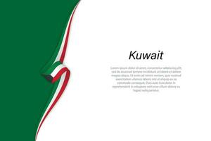 Wave flag of Kuwait with copyspace background vector