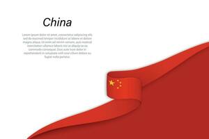 Wave flag of China with copyspace background vector