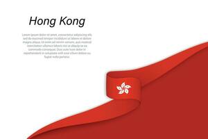 Wave flag of Hong Kong with copyspace background vector