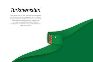 Wave flag of Turkmenistan with copyspace background vector