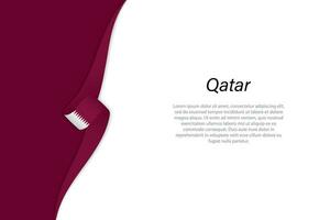 Wave flag of Qatar with copyspace background vector