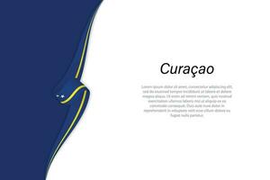 Wave flag of Curacao with copyspace background. vector