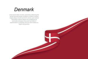 Wave flag of Denmark with copyspace background vector
