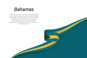 Wave flag of Bahamas with copyspace background vector