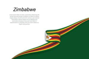 Wave flag of Zimbabwe with copyspace background vector