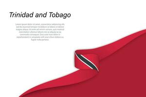 Wave flag of Trinidad and Tobago with copyspace background vector