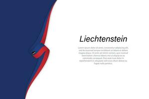 Wave flag of Liechtenstein with copyspace background. vector