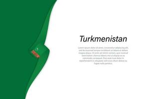 Wave flag of Turkmenistan with copyspace background vector