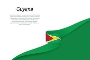 Wave flag of Guyana with copyspace background vector