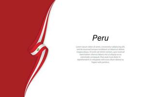 Wave flag of Peru with copyspace background. vector