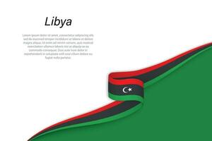 Wave flag of Libya with copyspace background vector