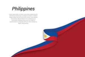 Wave flag of Philippines with copyspace background vector