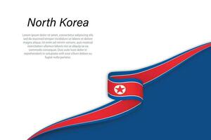 Wave flag of North Korea with copyspace background vector