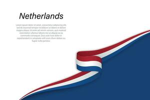 Wave flag of Netherlands with copyspace background vector