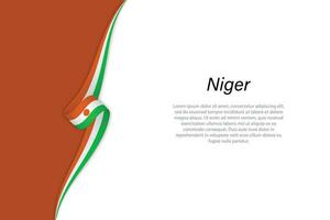 Wave flag of Niger with copyspace background vector