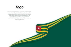 Wave flag of Togo with copyspace background vector