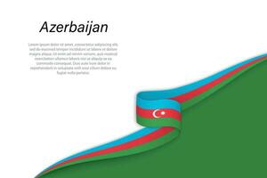 Wave flag of Azerbaijan with copyspace background vector