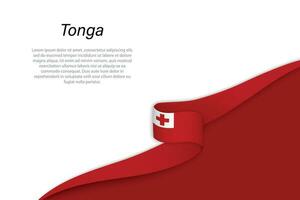 Wave flag of Tonga with copyspace background vector